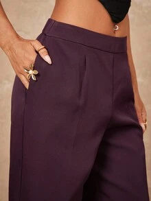 Lumalex 秋冬季简约复古风，适合假日派对、锐舞派对、音乐节、郊游、度假、波西米亚风、户外、婚礼季、宴会、成人礼等场合，女士高腰直筒褶裥纯色长裤，奢华舞会、圣诞节、新年等场合皆宜。 - 酒紅色 - 查看 7