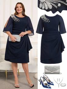 Ellevyn Váy quấn đính cườm và sequin thanh lịch cỡ lớn Váy cho nữ Váy cho nữ Váy thu thanh lịch cho nữ Váy thanh lịch cho nữ Váy cỡ lớn Váy thu Váy thu Váy cho nữ Váy dự tiệc ngắn Trang phục Halloween Quần áo cỡ lớn cho phụ nữ Trang phục lễ hội cho phụ nữ Trang phục phương Tây cho phụ nữ Quần áo mùa đông Quần áo mùa thu của phụ nữ Trang phục đi chơi Trang phục lễ hội - Màu xanh hải quân - Xem 2