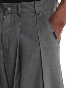 SUMWON 宽松百褶正装裤专业阔腿裤正式商务装办公室服装经典斜纹布 - 深灰色 - 查看 6