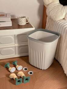 SHEIN 1 Piece Of Striped Big Eyes Trash Can With Four Legs Supporting Trash Can With Pressure Strips Square Cute Trash Can Suitable For Office Bedroom Living Room Kitchen