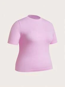 SHEIN Velisys Plus Size Seamless Women's Slim-Fit 3 PiecesSports Short Sleeve Set Gym Shirts - Multicolor - View 5