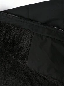 Manfinity Homme 男士长袖时尚百搭纯色连帽冬装外套，保暖内衬，商务休闲黑色，秋季 - 黑色 - 查看 7