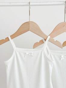 SHEIN 3件套休闲简约针织纯色细肩带紧身衣 - 白色 - 查看 3