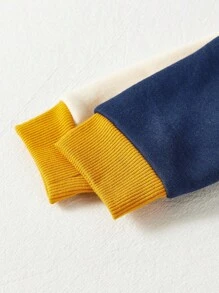 Cozy Pixies 2 件装男婴熊图案套头衫和抽绳裤秋冬套装 - 藏蓝色 - 查看 5