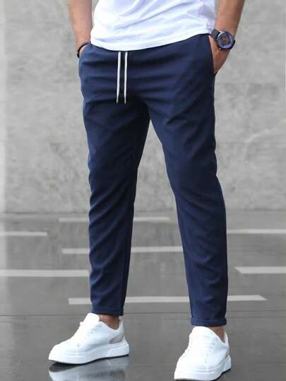 Manfinity Homme Men's Straight Leg Pants With Pockets, For Fall