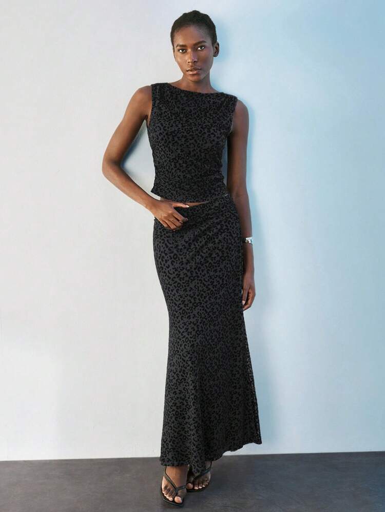 SHEIN Maija Women's Casual Cheetah Print Sleeveless Backless Tank Top, Animal Print Top ,Leopard Print Top