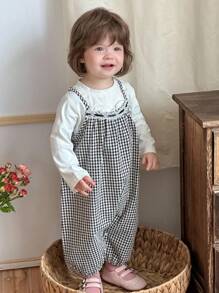 DAZY Baby Girl Casual Cute Fresh Plaid Jumpsuit Fall, Winter