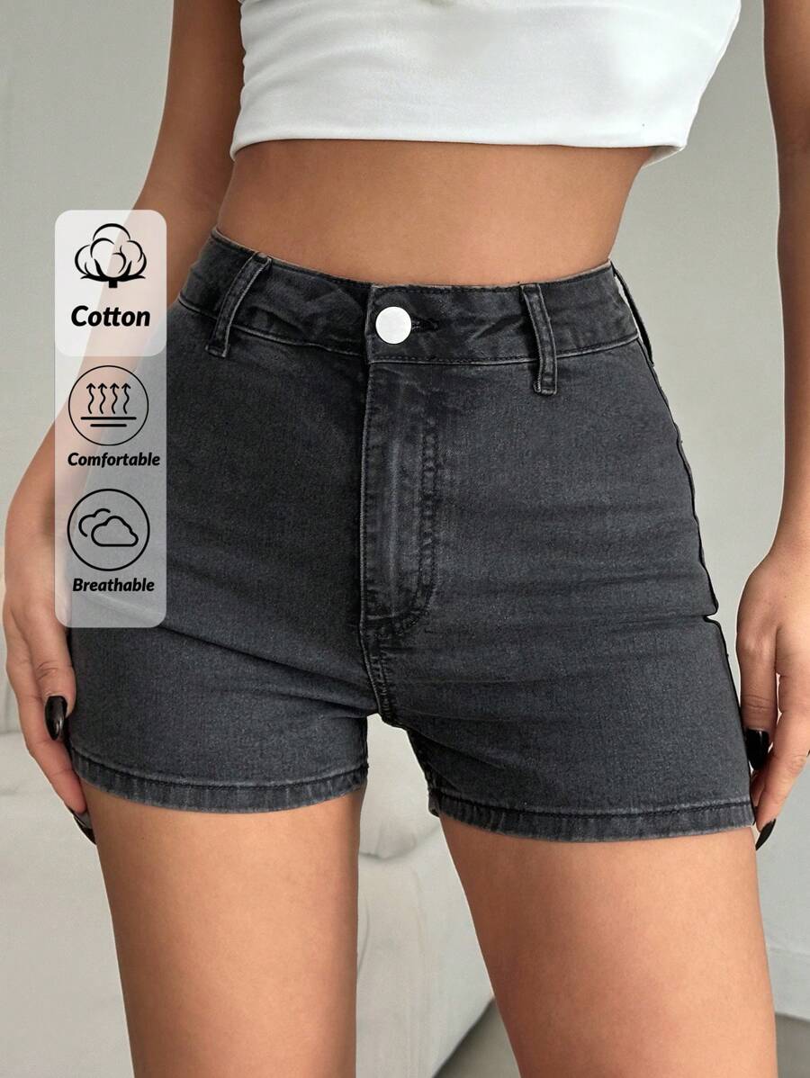 EURMUSE Shorts in jeans casual e lavati in vita alta per l'estate - Grigio - Visualizzare 1