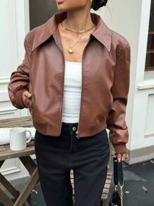 Siren Gaze Women's Fashionable Retro Casual Commuter Jacket In Fall/Winter Brown Brown - Brown - View 4