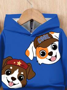 SHEIN Cute Multicolor Knitted Boys Hoodie And Sweatshirt Set With Animal Pattern And Long Sleeves Boys Clothes Set Winter Boys Autumn Winter Casual Two Piece Set Children Sweatshirt Set Boy Clothes Husky Boy Dog Clothes - Multicolor - View 4