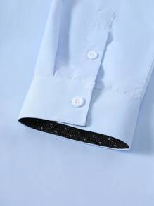Calvornis Men's Casual Commuter Colorblock Patchwork Long Sleeve Shirt, For Fall - Blue - View 6