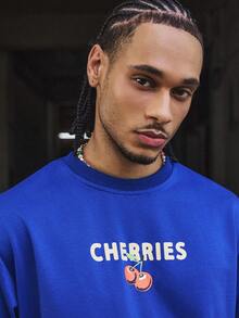 PAVTROS Manfinity Streetrush Herren Vintage Kirschprint T-Shirt, Strick Rundhals Tee, locker geschnittener Crop Fit, lustiges Kirsch Grafik Design, geeignet für Lässig, Streetwear, Training, Schulanfang, Mode, Geschenk, Freund Geschenk, Unisex