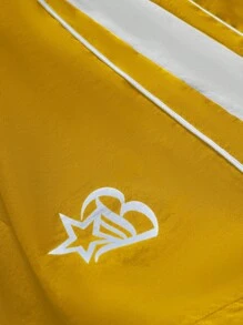 PAVTROS Pantalones cortos casuales de hombre con estampado de patchwork de colores contrastantes - Amarillo - Ver 7