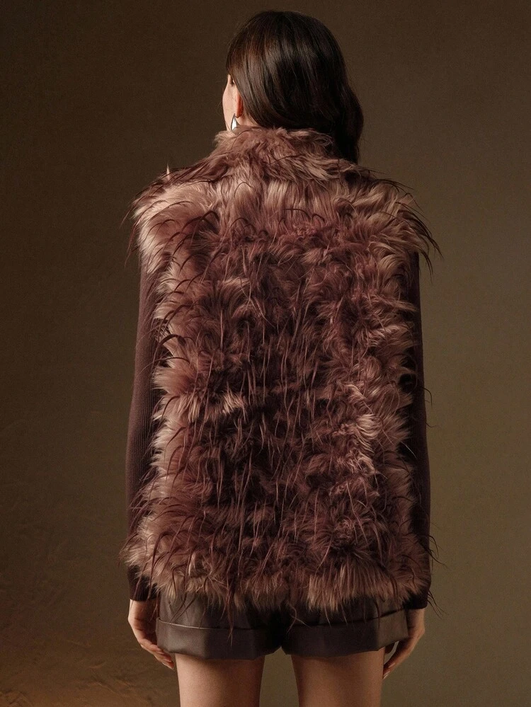 Chaleco/chaqueta de mujer de piel sintética, adecuado para Navidad, Año Nuevo, fiestas, elegante, lujoso, formal, elegante, negocios, graduación, otoño/invierno