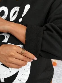 SHEIN 孕妇万圣节服装 秋季/冬季孕妇万圣节印花圆领长袖卫衣