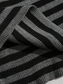 EURMUSE Men Striped Rib Knit Crew Neck High Quality Regular Sweater - Dark Grey - View 6