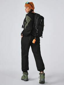 Flexra 女式抽绳腰带口袋锥形休闲牛仔裤 - 黑色 - 查看 2