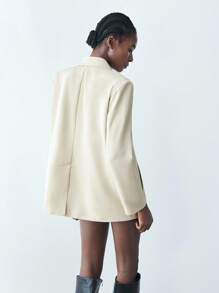 Maija 2025春夏系列，以七月四日、圣约翰、毕业典礼、奶油黄假日为主题，女士休闲宽松秋季西装外套，适合各种场合。 - 卡其色 - 查看 2