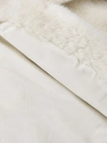 SHEIN MOD 女士人造毛皮短款冬季夹克毛绒短外套，经典晚装外套，派对夹克，生日，俱乐部，圣诞节，万圣节 - 白色 - 查看 5