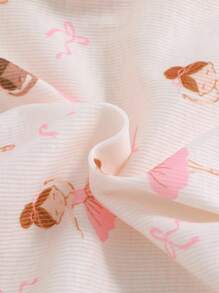 4 件套女婴可爱猫咪图案荷叶边圆领长袖柔软舒适睡衣套装 - 彩色 - 查看 3