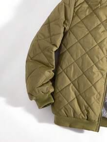 SHEIN Tween Boy Comfortable And Warm Casual Military Green Fleece Fashionable Jacket, Suitable For Outer Wear, Back To School Season;Boys Winter Clothes;Boys Fall Clothes;