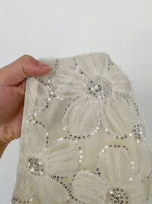 Rustia Plus Size Sexy Party Elegant Minimalist Mid/Low Waist Bling Sequin Embroidered Mini Skirt