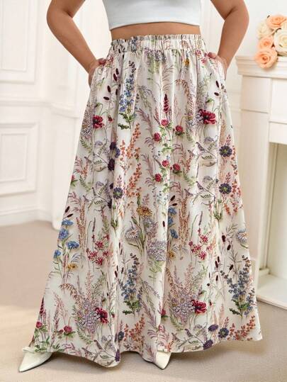 Reflora 大码花卉印花 A 字裙，适合夏季