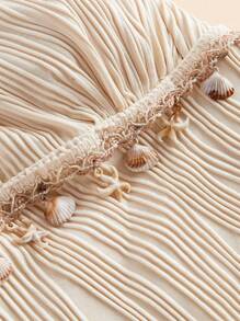 Elaquor 加大码纯色纹理面料扭纹交叉肩带连体泳衣