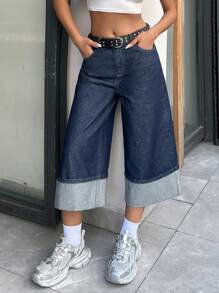 EURMUSE LOW WAIST BERMUDA SHORT CASUAL STYLE Women S Clothes Women Summer Clothing Woman S Summer Clothes Women Summer Sets - Dark Wash - View 3