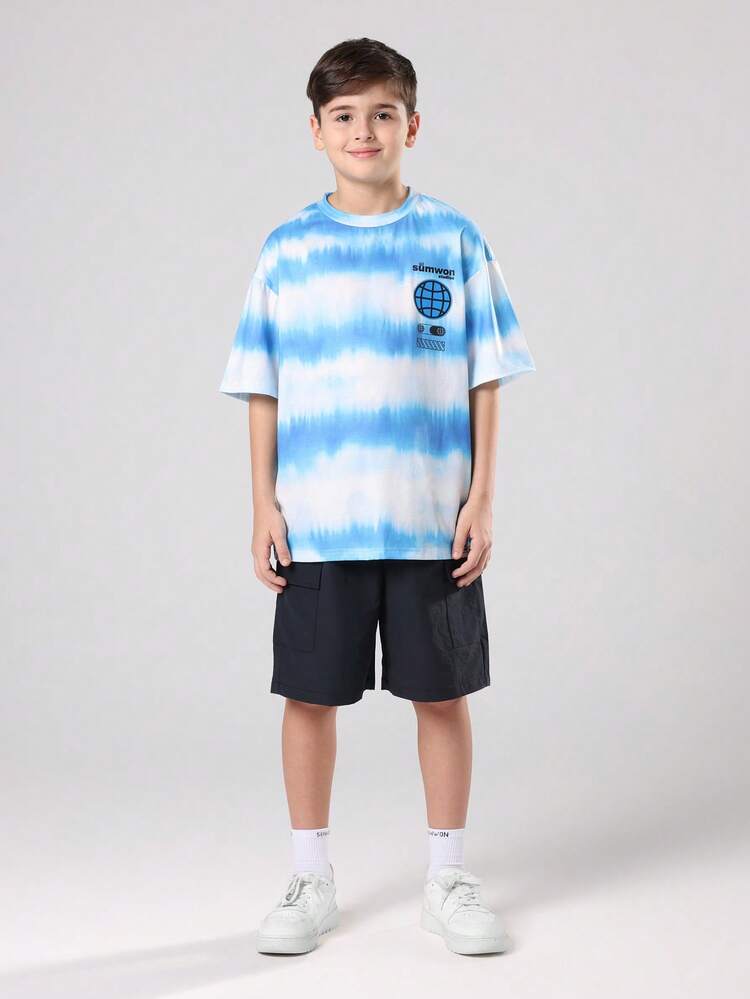 Tie Dye T-Shirt With Globe Logo Print