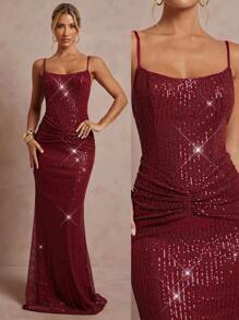 Lumalex 女士优雅亮片露背连衣裙