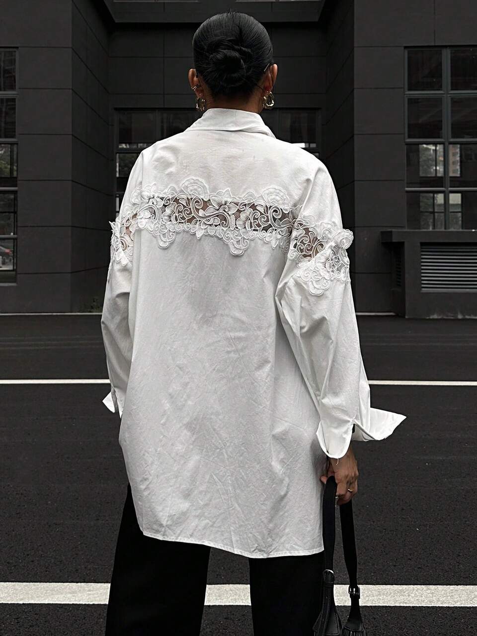 Women's Floral Embroidered Front Button Long Sleeve Elegant Blouse