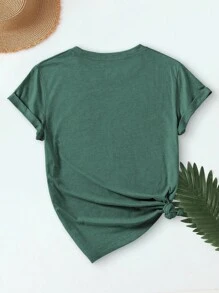 INAWLY 女士休闲舒适印花圆领短袖T恤