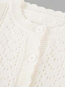 SHEIN Young Girl Loose Casual Minimalist Comfortable Round Neck Long Sleeve Cardigan Sweater,In Fall/Winter