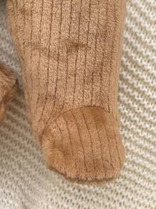 2pcs Newborn Baby Boy/Girl Cute Fluffy Hooded Jacket And Overalls Set, Autumn/Winter Baby Teddy Bear Outfit Winter Baby Clothes Sets Baby Bear Jacket Baby Hooded Cardigan Baby Set Autumn Winter Season Fall - Brown - View 7