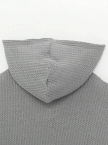 SHEIN 2件套青少年男童休闲舒适百搭连帽半拉链长袖上衣和裤子套装