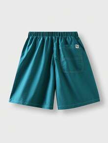 Tween Boy Outdoor Casual Sports Shorts, Kids Elastic Waist Outdoor Casual Sports Shorts - Green - View 9