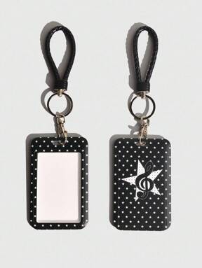 Anime Flower Pattern No. 1657628 Cute Pentagram & Music Note Design Card Holder, 1pc Back To School Credential Protector