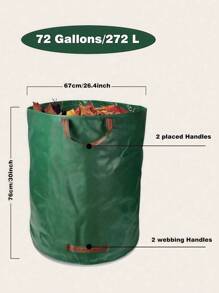 16 32 72 Gallon Large Capacity Garden Waste Bag With Handle Reusable Collapsible Heavy Duty Lawn Trash Bag Leaf Basket Bag Outdoor Camping Foldable Trash Can Portable Yard Waste Bags Debris Garbage Bag For Pool Patio Gardening - Green - View 9