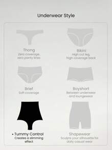 GLOWMODE 1 Pack Sculpt Fit High-Rise Waist Smoothing Effect Coverage Underwear Daily Casual - Black - View 6
