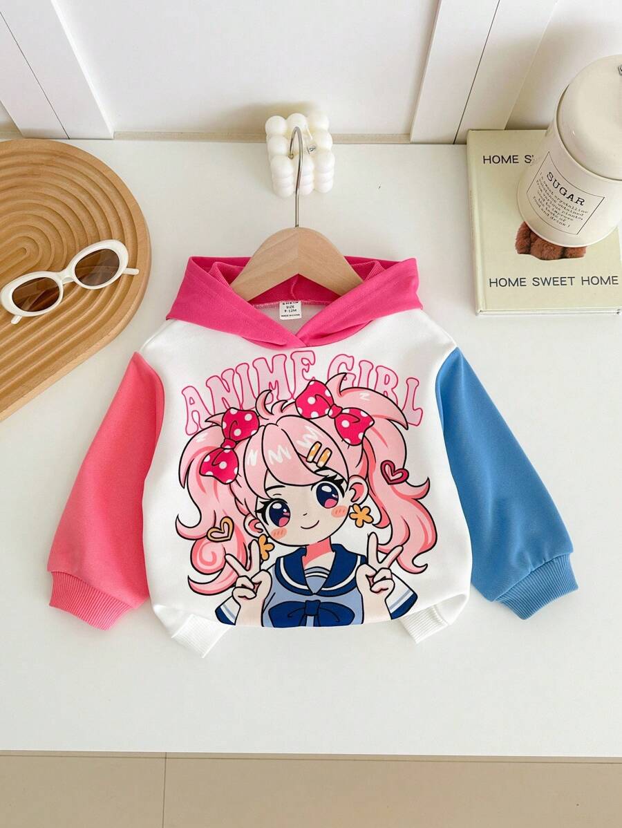 Sudadera de niña bebé con patrón de dibujos animados y bloques de color, otoño/invierno - Multicolor - Ver 1