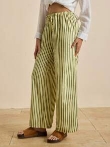 Airaco Women's Striped Tie Waist Wide Leg Loose Casual Pants Fall Cloth For Women