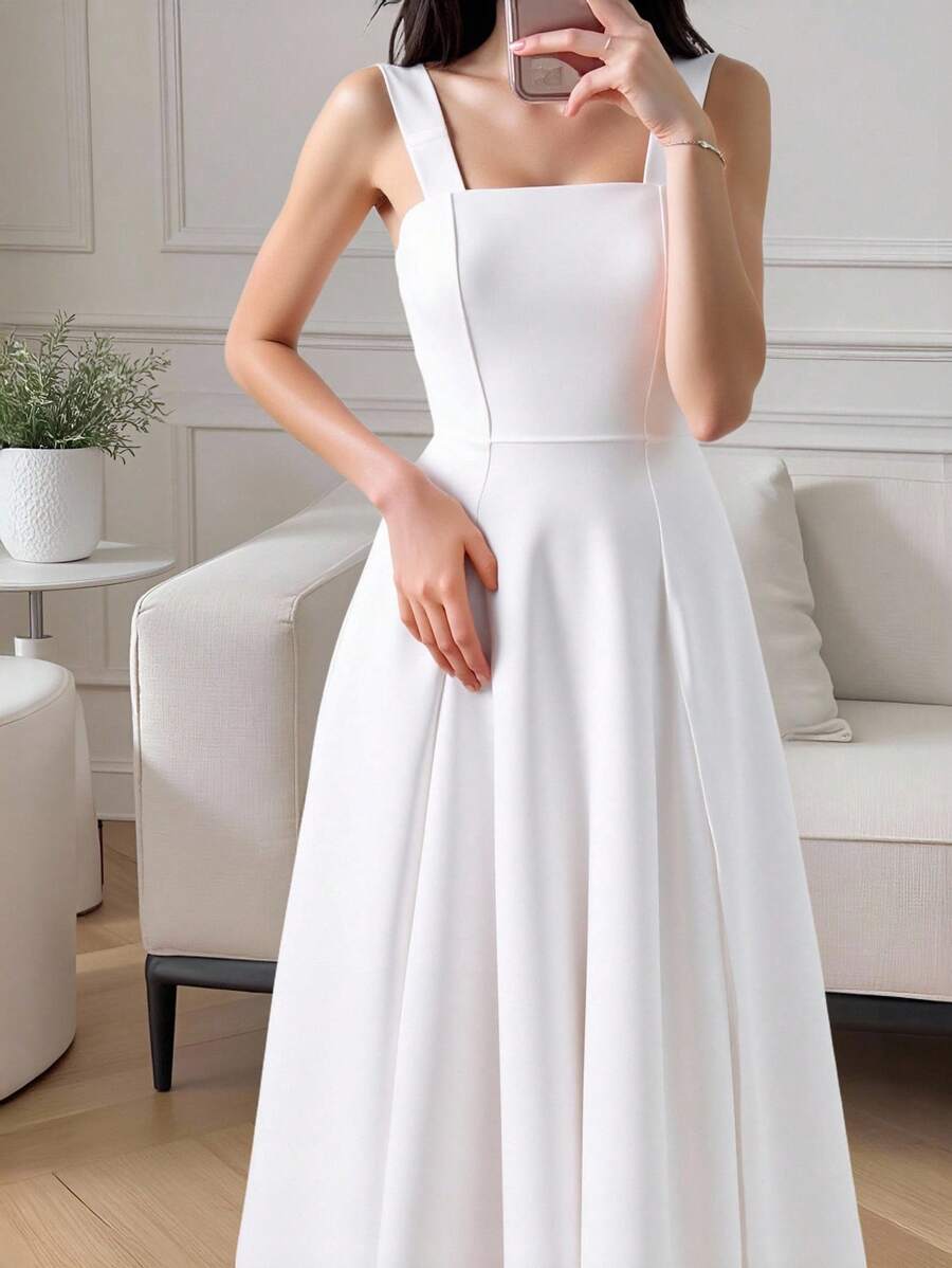 少女优雅可爱白色蕾丝细肩带抹胸连衣裙，适合日常穿着，母女搭配服装（2 件单独出售）