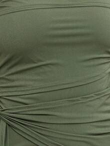 Nöista 深绿色无肩带抹胸上衣，侧边系带设计，修身剪裁。非常适合秋季女性穿着，也适合音乐会、休闲装扮、波西米亚风和西部风格。 - 綠色 - 查看 6