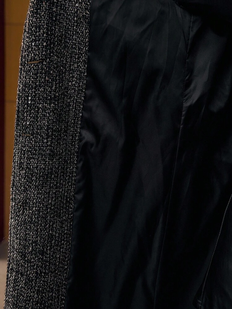 BELTED CONTRAST FAUX FUR OVERCOAT
