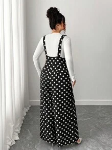 Elenzga 大码黑白背带裤，适合春、夏、秋季 - 黑與白 - 查看 2