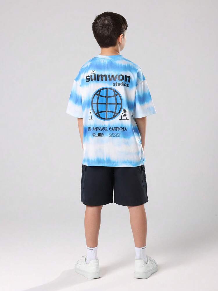 Tie Dye T-Shirt With Globe Logo Print
