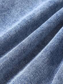 Young Girls Y2K Style New Fashion Loose Fit Heart Embroidered Washed Light Blue Straight Wide Leg Jeans, Casual Daily Versatile Girls Denim Pants - Light Wash - View 5