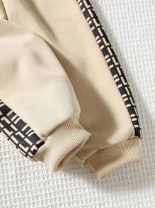 2pcs Baby Boy/Girl Casual Sports Outfit, Loose Fit Letter Graphic Print Decor Zip-Up Jacket And Pants Set, Suitable For Outings, School, Daily Gatherings, Autumn/Winter Back To School Outfits, Fleece Thickened Fall - Multicolor - View 8