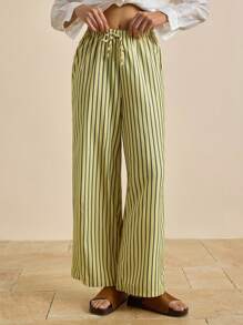 Airaco Women's Striped Tie Waist Wide Leg Loose Casual Pants Fall Cloth For Women